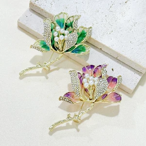 Enamel Begonia Flower Brooch Light Luxury High-end Niche Corsage Anti-light Pin Clothing Accessories Women's Accessories