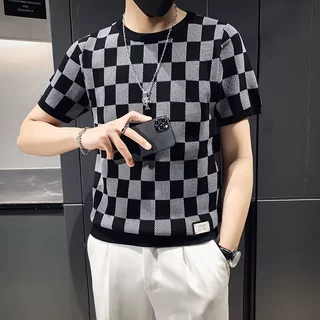 男士冬季半袖2026新款针织衫短袖大码胖子打底毛衣中青年毛衫T恤