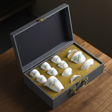 白瓷功夫茶具盖碗礼盒套装整套轻奢简约公司商务礼品印LOGO送客户