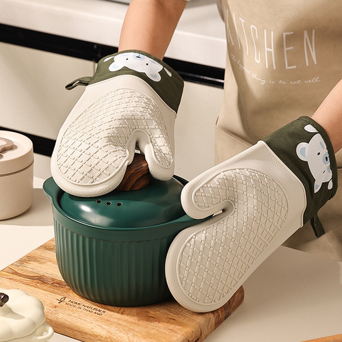 Baking anti-scalding kitchen microwave oven special hand clips high temperature resistant oven gloves silicone insulation gloves thickened anti-slip