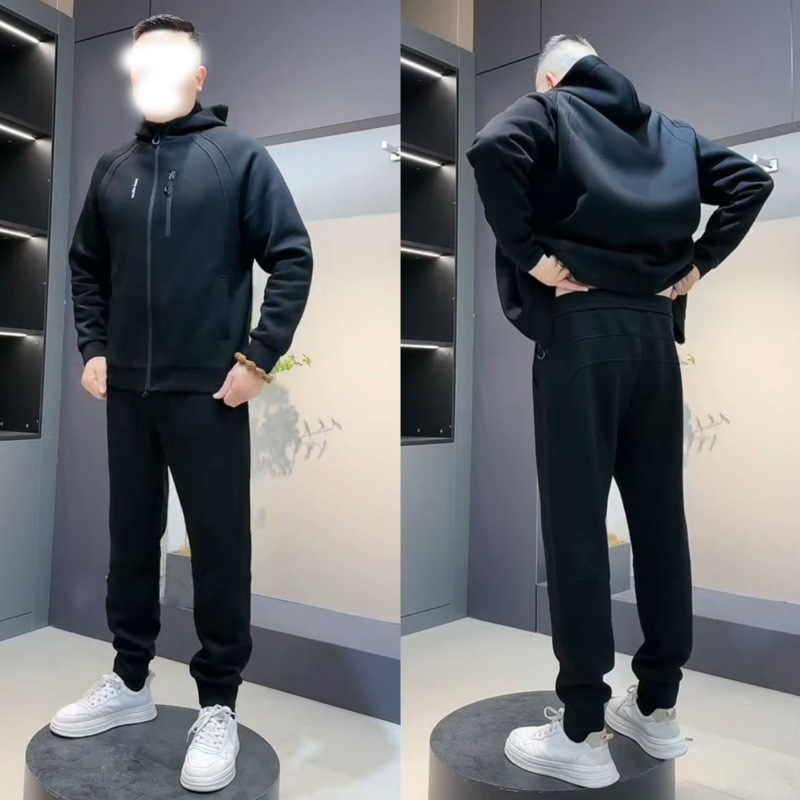 봄 새로운 알파벳 인쇄 후드 재킷 캐주얼 세트 남성 유행 하이 퀄리티 슬림 핏 스포츠 투피스 세트