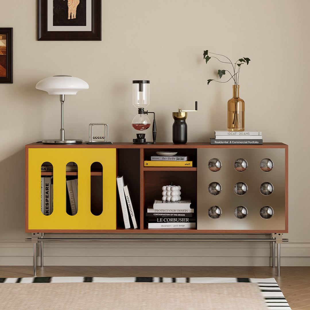 Italian Minimalist Marine Board Optical Axis Tv Cabinet Small Living Room Storage Contrasting Color Module Cabinet Storage Combination Cabinet