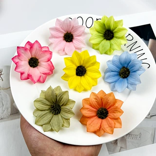 仿真花新款孔雀菊花头 diy欧式假花头饰簪花材料摄影花艺道具摆件