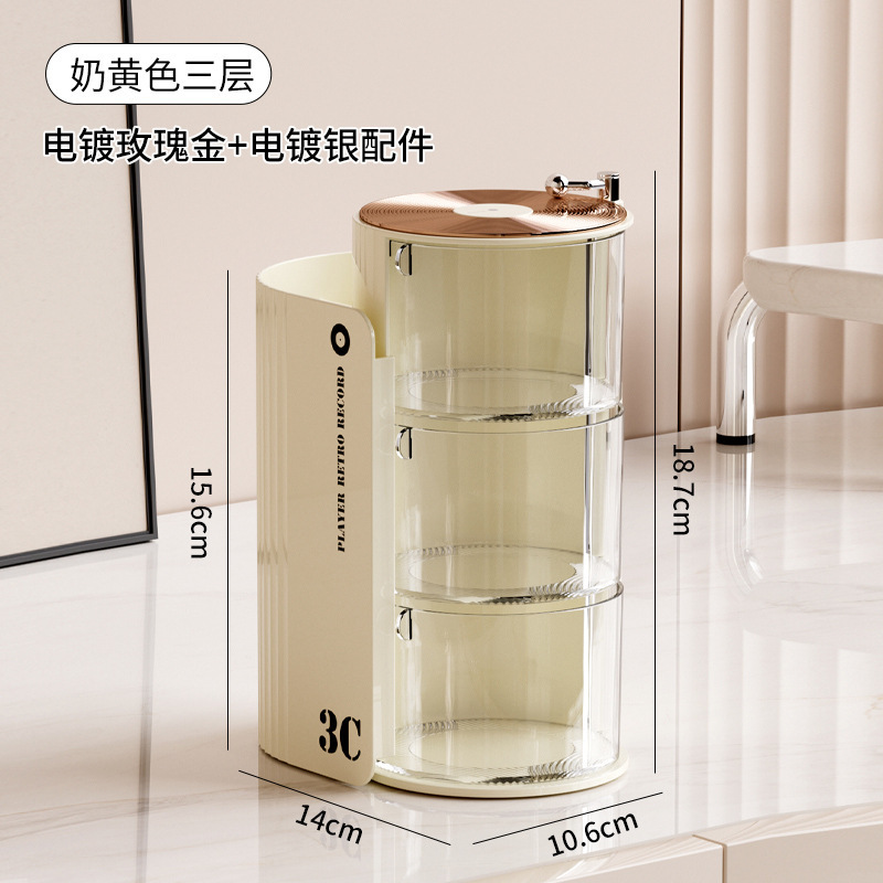 La Caja de almacenamiento de polvo gira a prueba de polvo, la Mesa de belleza, los huevos, el colchón de aire, la cómoda, el cepillo de maquillaje de lápiz labial de varias capas y el estante de objetos.