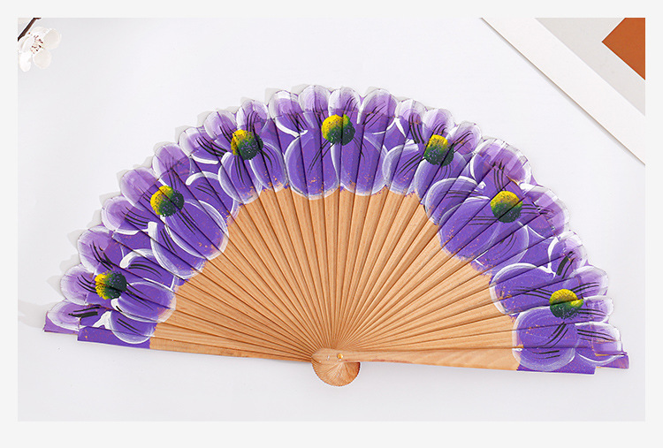 Elegant Ethnic Style Flower Polyester Cotton Theaceae Fan display picture 3