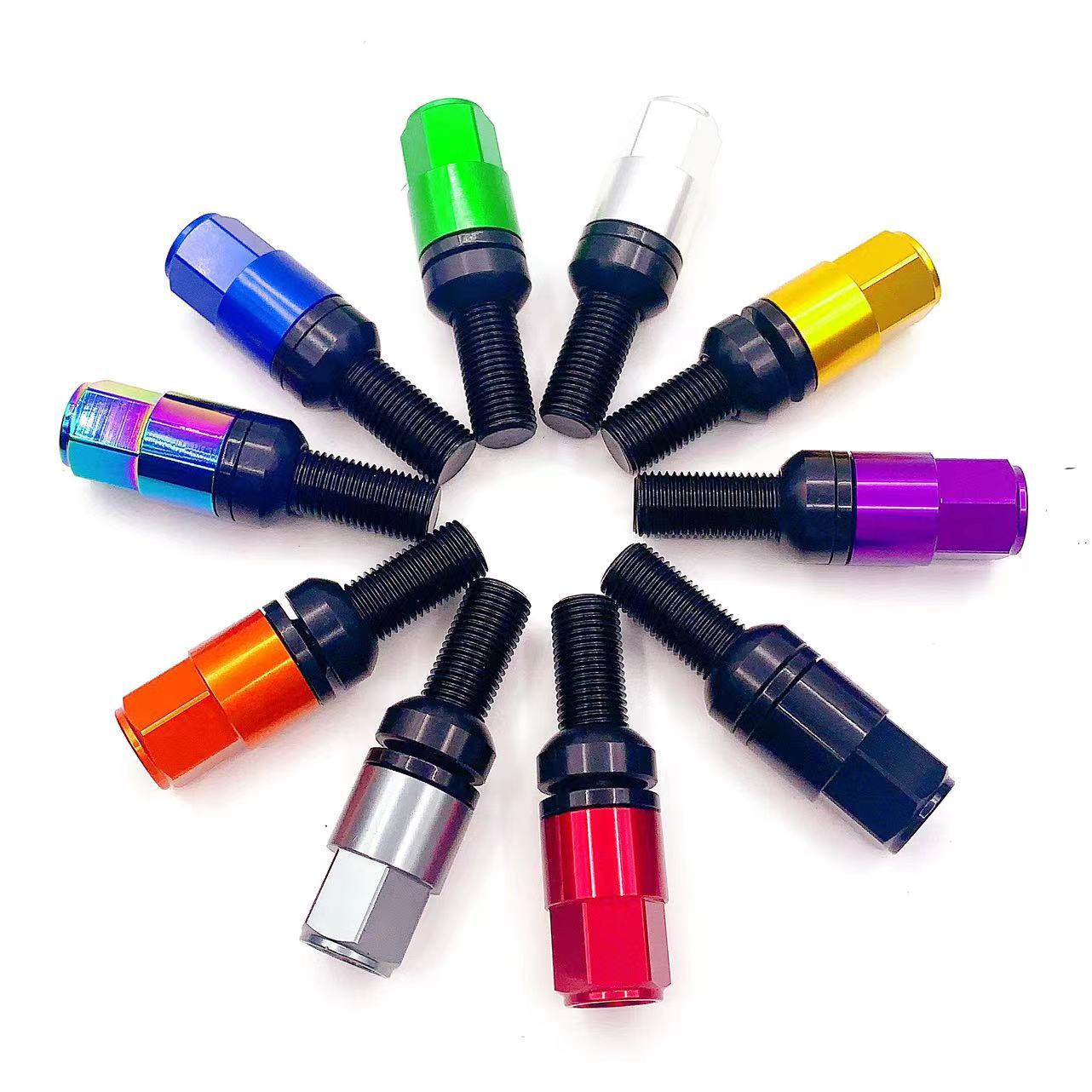 改装轮毂螺栓锻造铝合金7075T6轮胎螺丝母适用于宝马大众奔驰奥迪