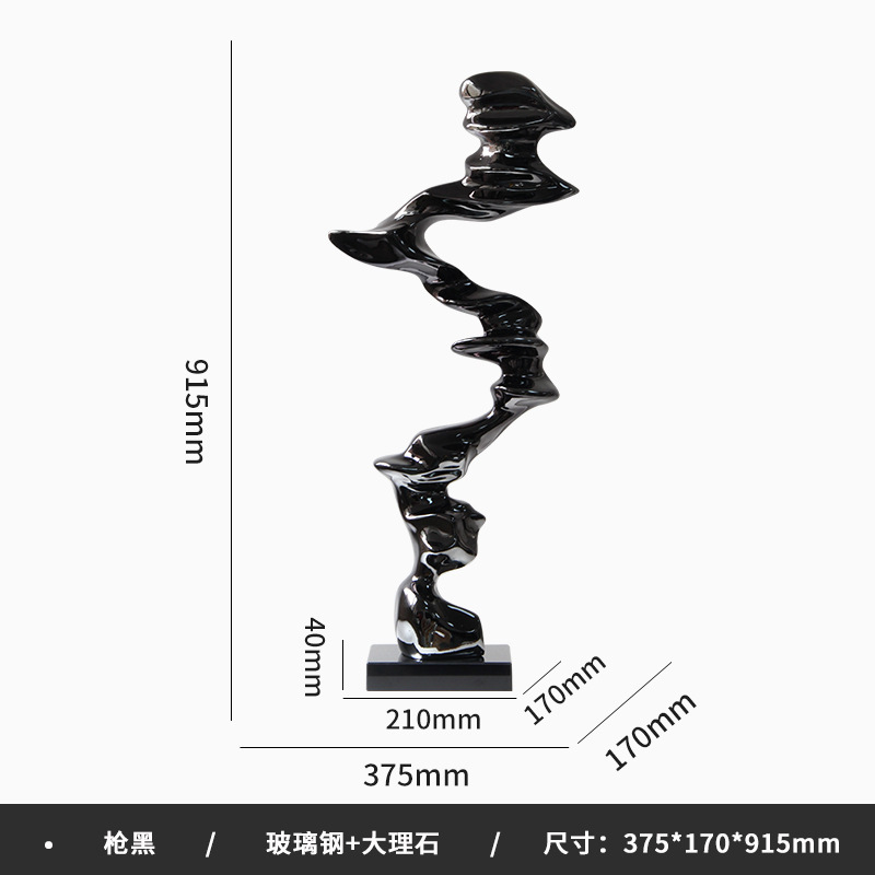 モダンでシンプルで軽い高級グラスファイバー電気メッキアート装飾品ホテルのホールエントランスホールテレビキャビネットの横にある彫刻|undefined