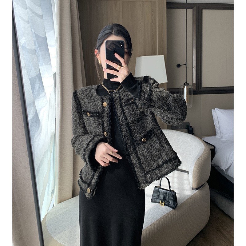 Tweed Style Short Outwear for Women 2025 Autum New Classy French Exquisite Tweed Versatile Top