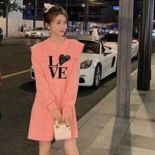 Spot Pregnant Women Breastfeeding Fleece-Lined Thickeneded Sweatshirt Dress New 2025 Popular Autumn and Winter Waist Slimming Look Dress for Women