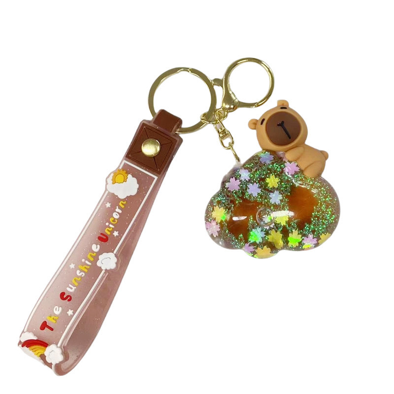 Portachiavi con ciondolo per auto, motivo: capibara che scorre sulla sabbia, per coppia, zaino, portachiavi, piccolo regalo di alta qualità_voghion.com
