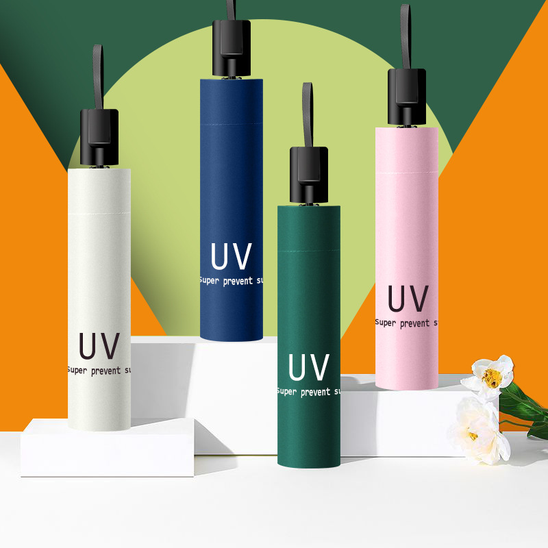Uv Vinyl Sunscreen Parasol for Men and Women Wholesale Rain or Shine Umbrella Folding Sun Umbrella Printed Logo Advertising Umbrella