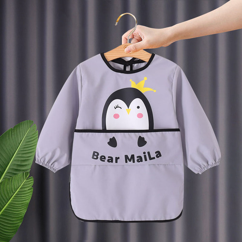 Baby eating smock, waterproof and anti-dirty, children's back-to-back dressing, extra-long apron, eating pocket, children's painting clothes, long sleeves