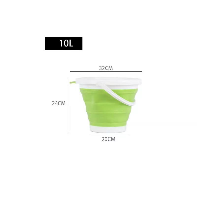 휴대용 접이식 물통-녹색과 흰색-10L-1팩