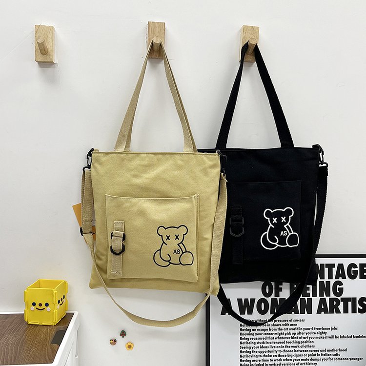 Large-capacity women's bag manufacturer in stock, fashionable Korean-style single-shoulder canvas bag, ins, high school and college students' hand-held tutorial bag undefined
