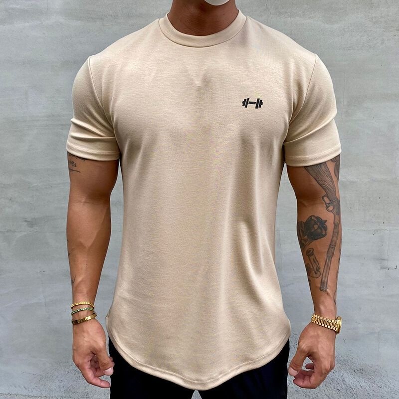 Men's Solid Color Short-Sleeve Running Shirt, Breathable Summer Muscle Sports T-Shirt, Round Neck Casual Fitness Loose Cotton Top Men's Solid Color Short-Sleeve Running Shirt, Breathable Summer Muscle Sports T-Shirt, Round Neck Casual Fitness Loose Cotton Top