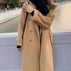 2025秋冬新款高端韩版双面羊绒大衣女中长款宽松赫本风羊毛呢外套