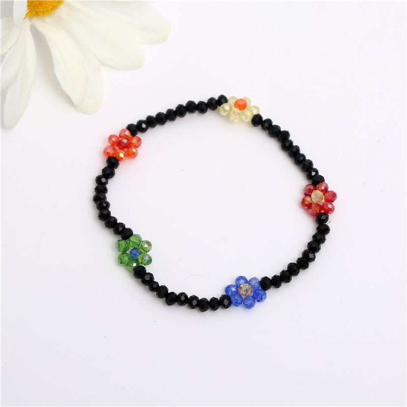 F2208001 黑色混色小花水晶手链 2022.08.21