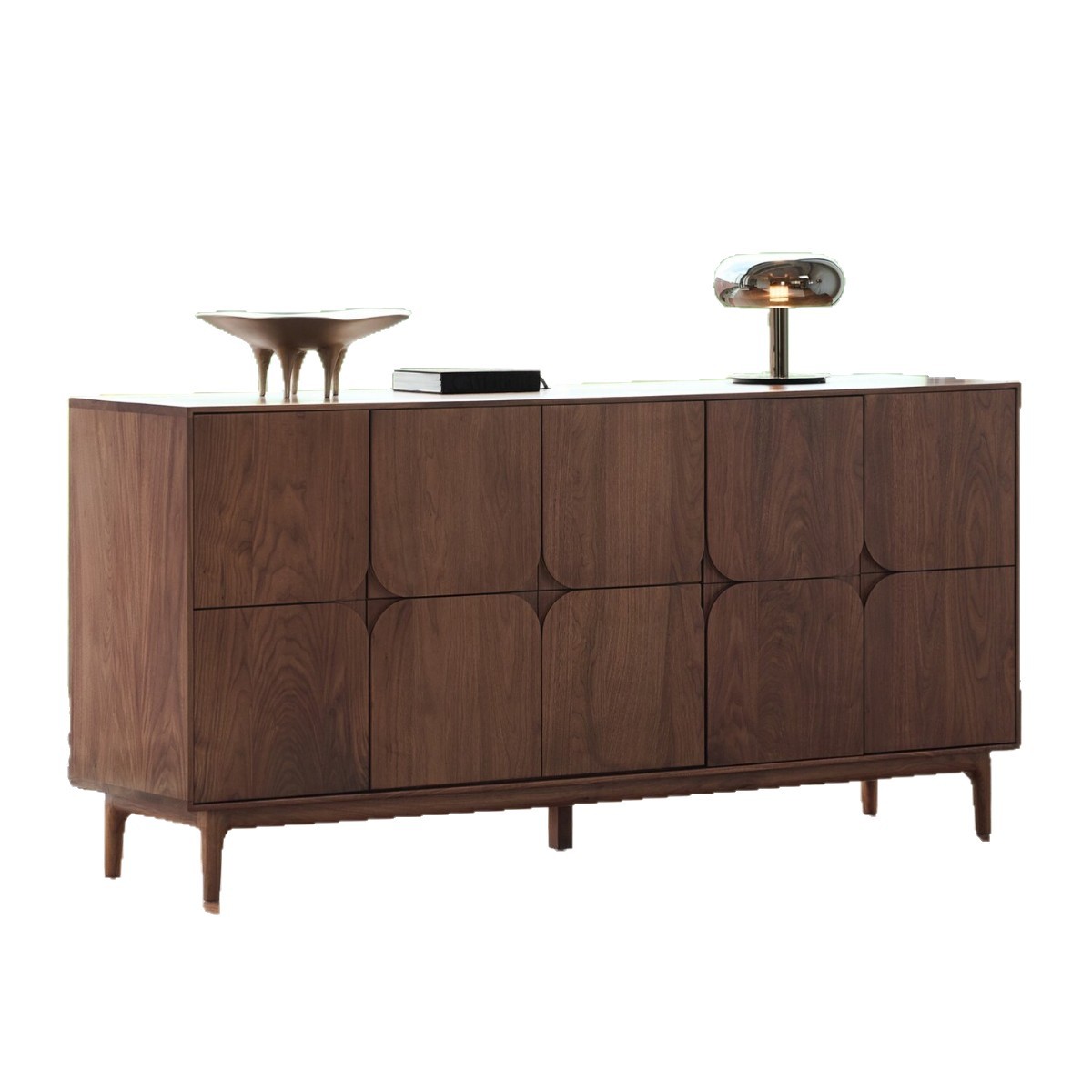 Aparador y Armario de Almacenamiento de Madera Maciza de Nogal Negro de Doble Puerta para Comedor y Sala de Estar image 6