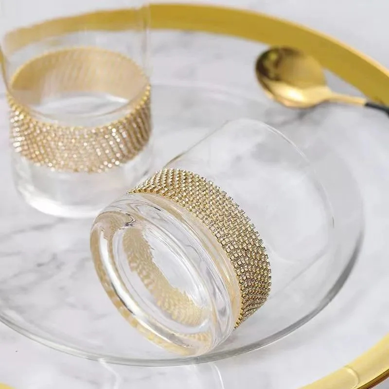 Tazas de cristal de diamante de hadas de vidrio transparente tazas de whisky tazas de diamante tazas multicolores tazas de vidrio