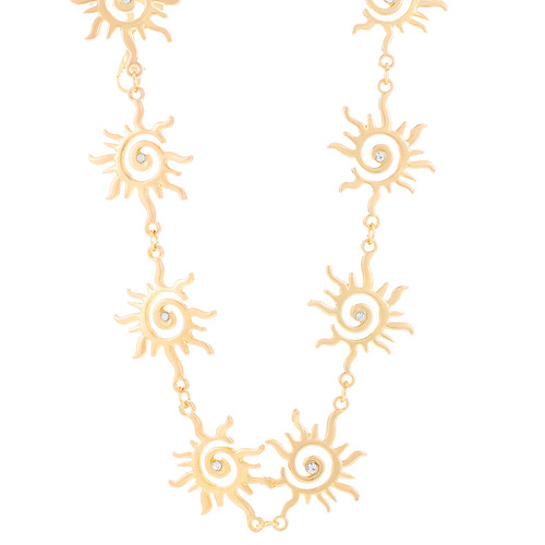 European and American Ethnic-Style Threaded Sunflower Totem Necklace for Women – Vintage, Minimalist, Sun-Punk Style Neck Accessory
