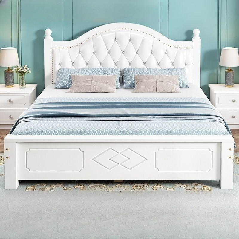 欧式简约1.8x2米软包婚床主卧家用1.5m小户型1米单人双人床实木床
