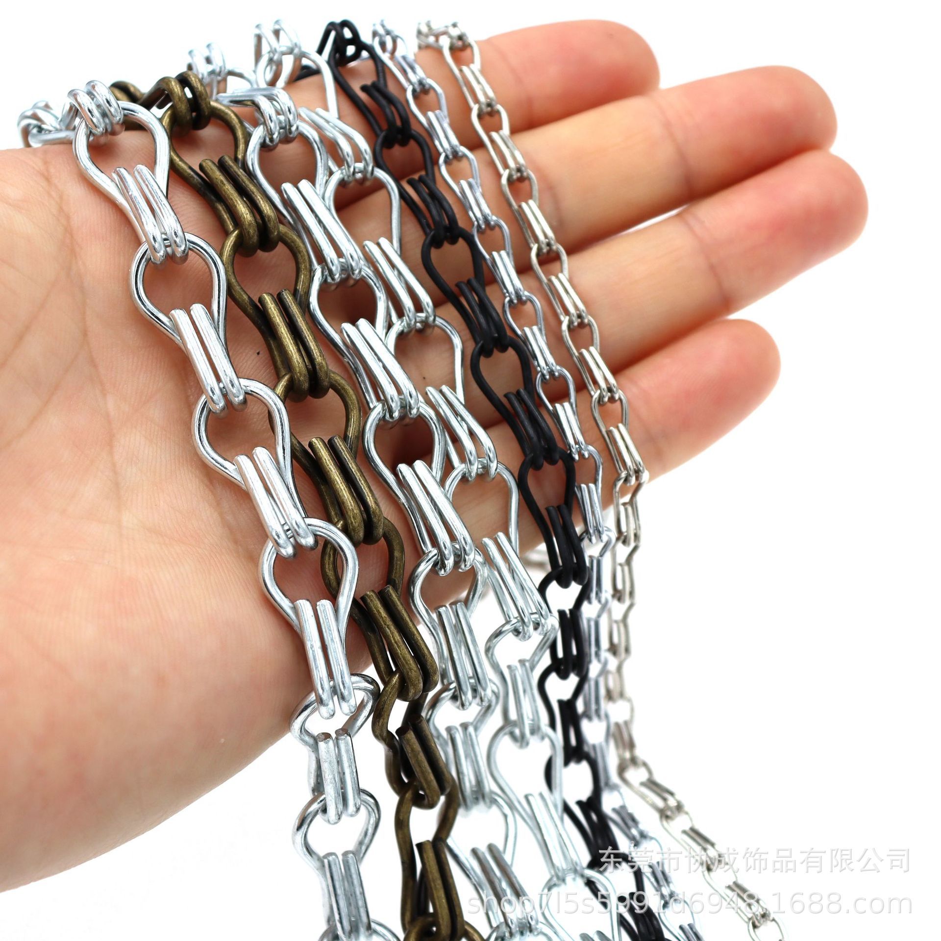 不锈钢双钩链条双八链金属花盆吊链条鸟笼链双勾铁链悬挂花篮链子