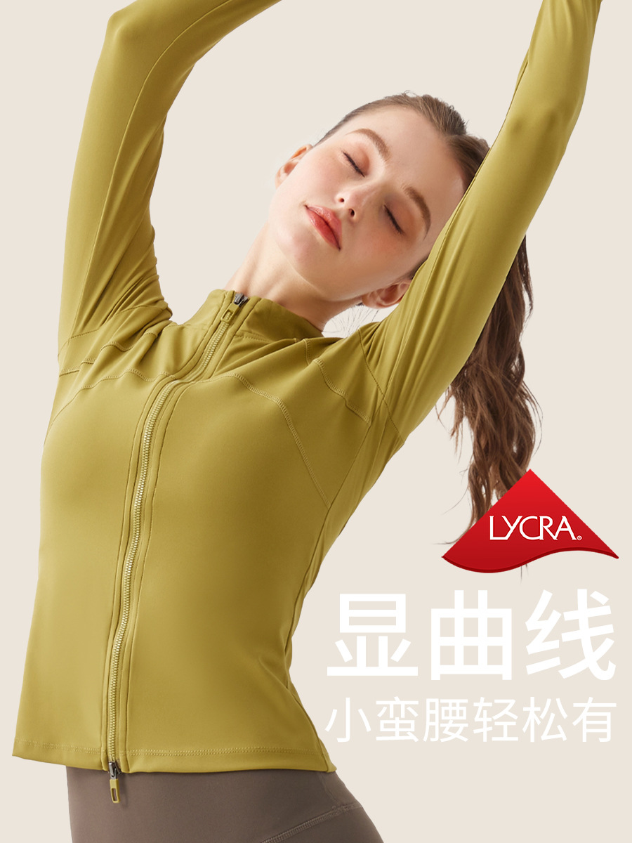 Nueva chaqueta deportiva transfronteriza Ropa de entrenamiento de manga larga para mujer, primavera y otoño, cardigan de yoga superior para correr ropa de yoga blusa