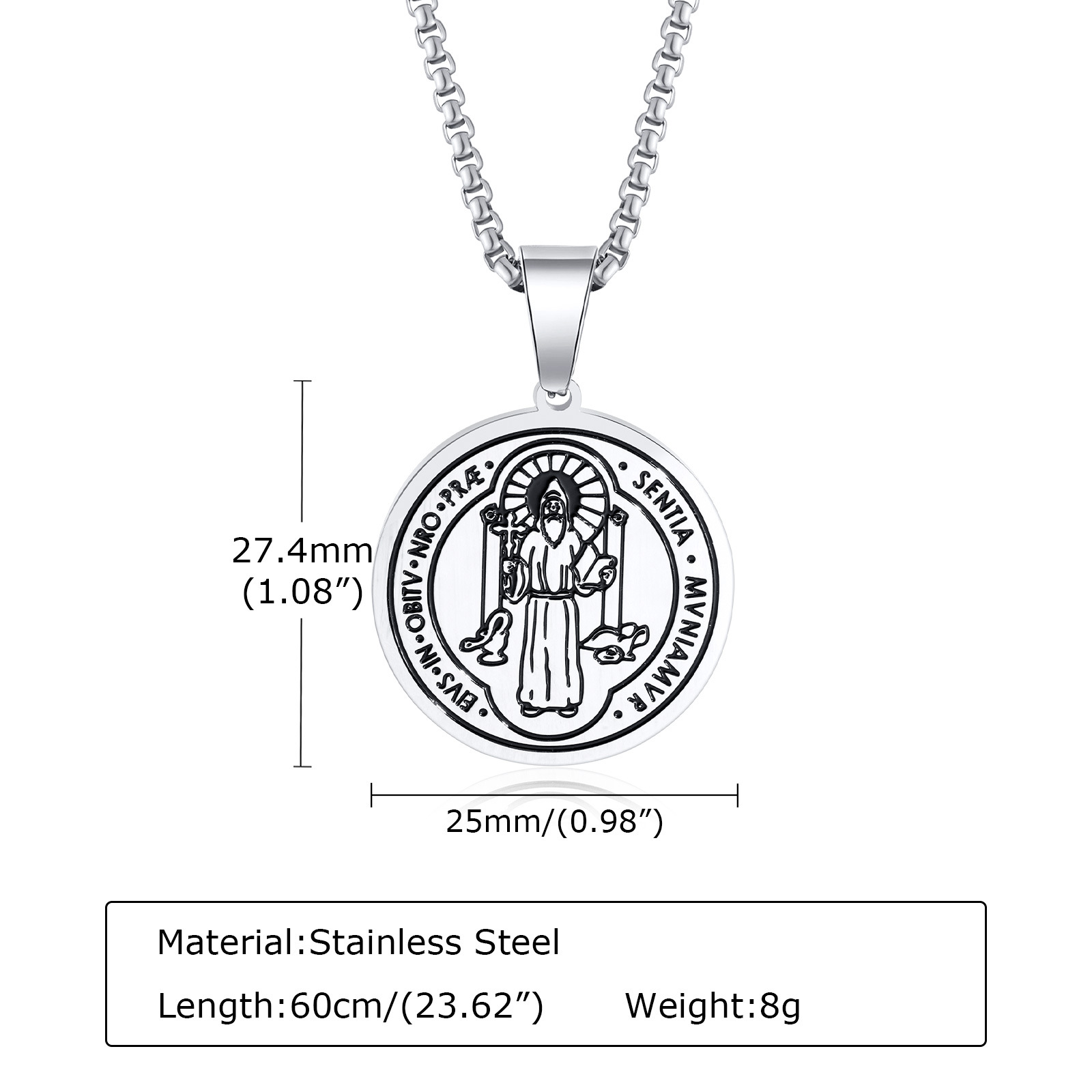 Fashion Round Stainless Steel Pendant Necklace 1 Piece