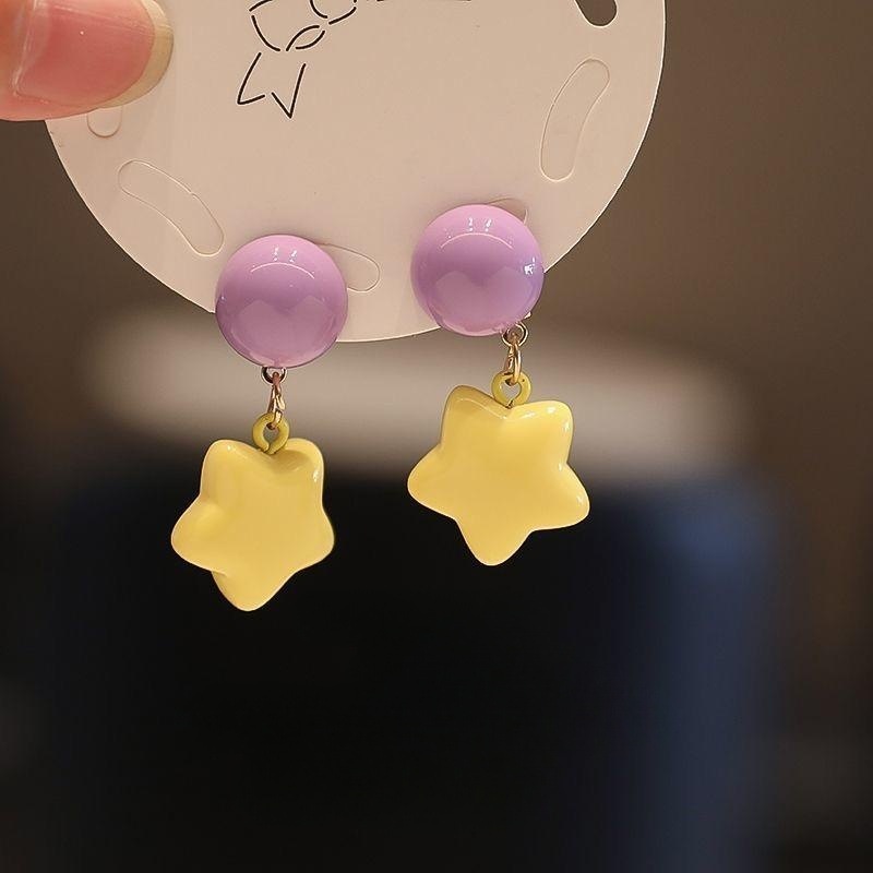 1 Pair Cute Sweet Star Plating Plastic Drop Earrings display picture 1