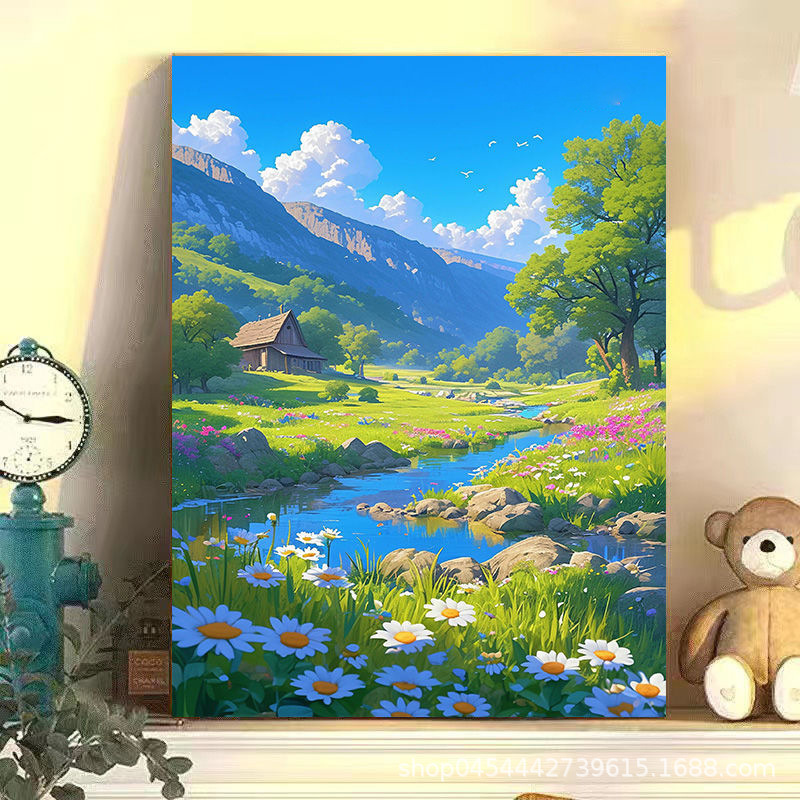 新しいデジタル油絵diy充填塗り手作り風景アクリル油彩画客間装飾掛け絵|undefined