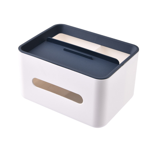 Creative plastic tissue box, living room tissue holder, desktop storage box, integrated multi-function large capacity restaurant tissue box