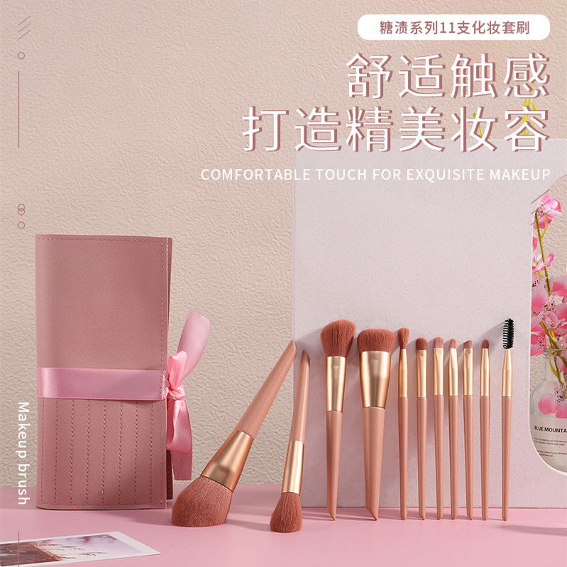Nuevo 11 piezas de azúcar mancha polvo maquillaje cepillo traje super suave cerdas cepillo suelto sombra de ojos maquillaje cepillo entrega de una sola pieza