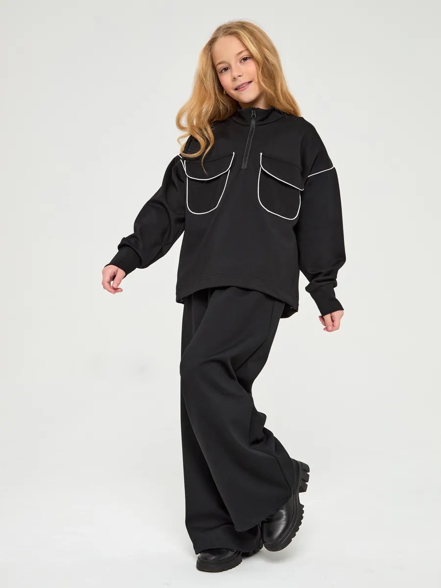 Mädchen Freizeit Streetstyle Zweiteiler Mit Half Zip Pullover_voghion.com