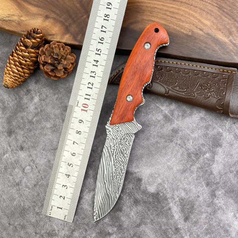 现货户外便携吃肉分割刀不锈钢手把肉花纹直刀锻打小刀家用水果刀