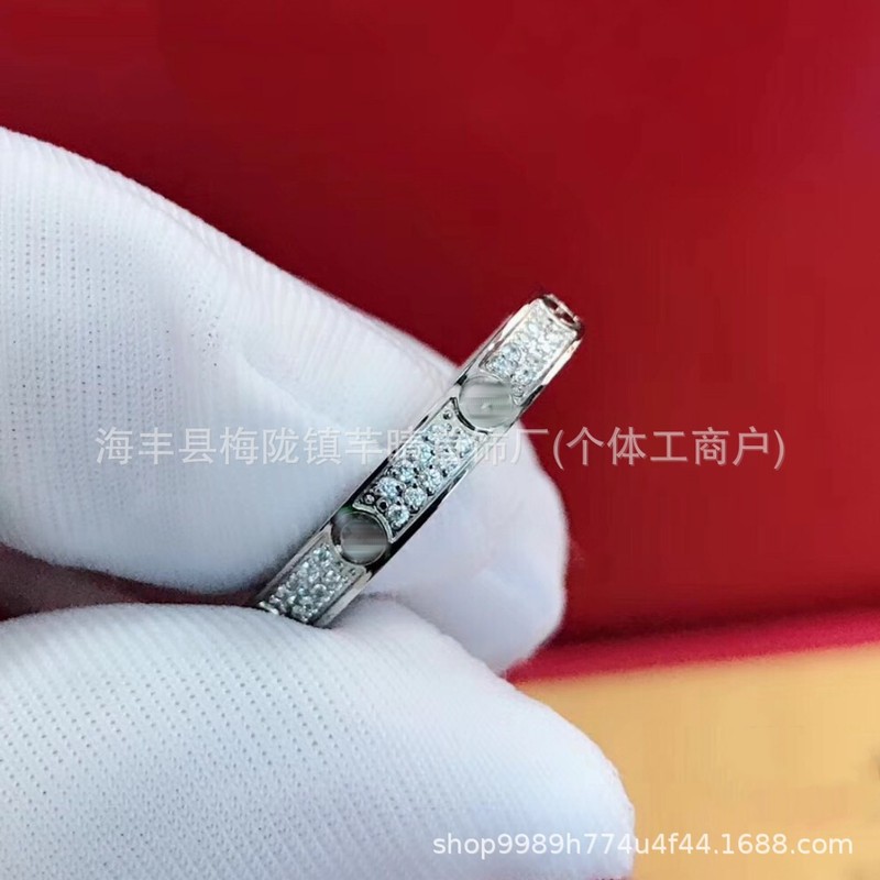 高版V金镀18K金卡家经典LOVE戒指轻奢窄版宽版单钻三钻满天星指环|undefined