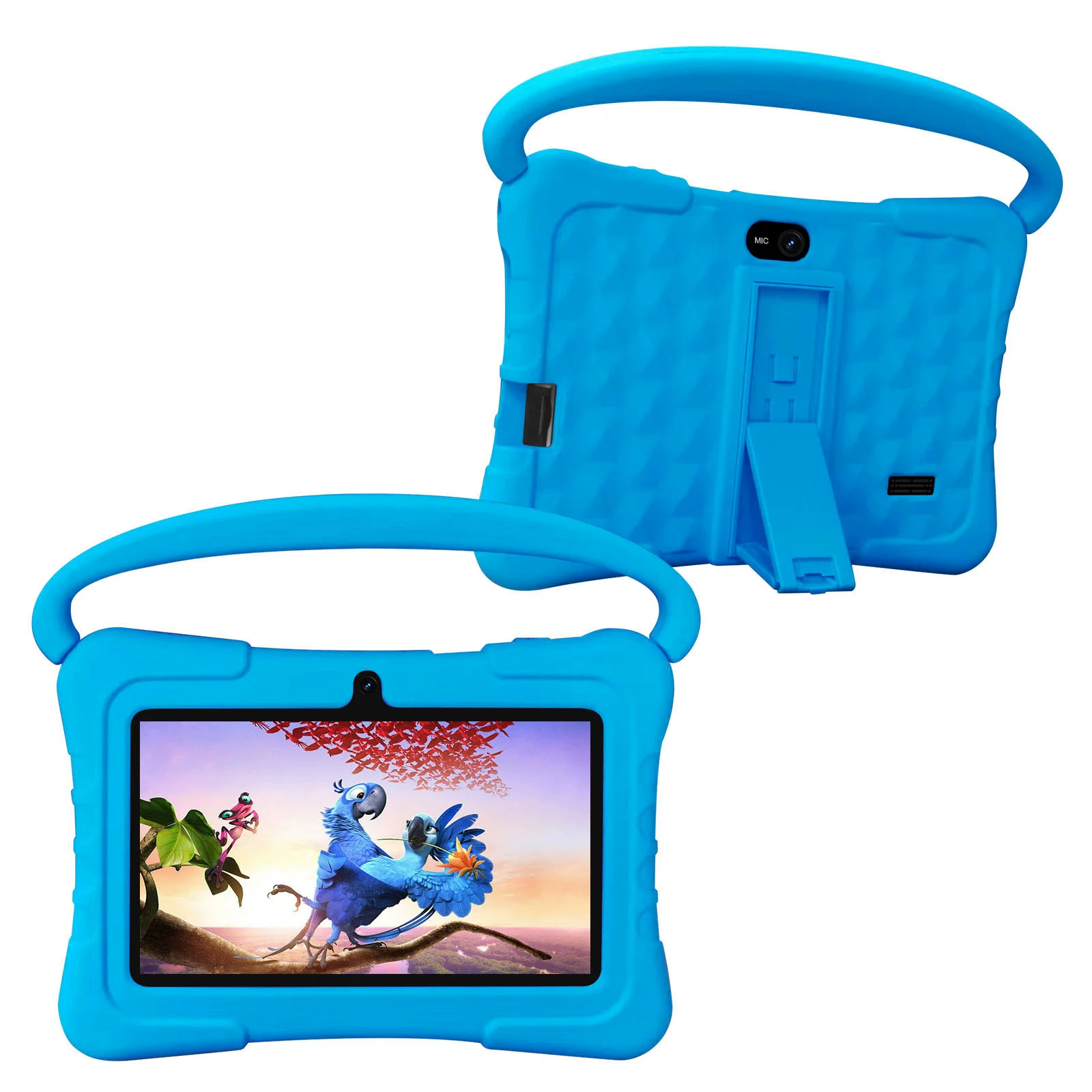 7‑inch kids tablet, silicone rubber protective sleeve with handle, 4GB+32GB, US/EU/UK options