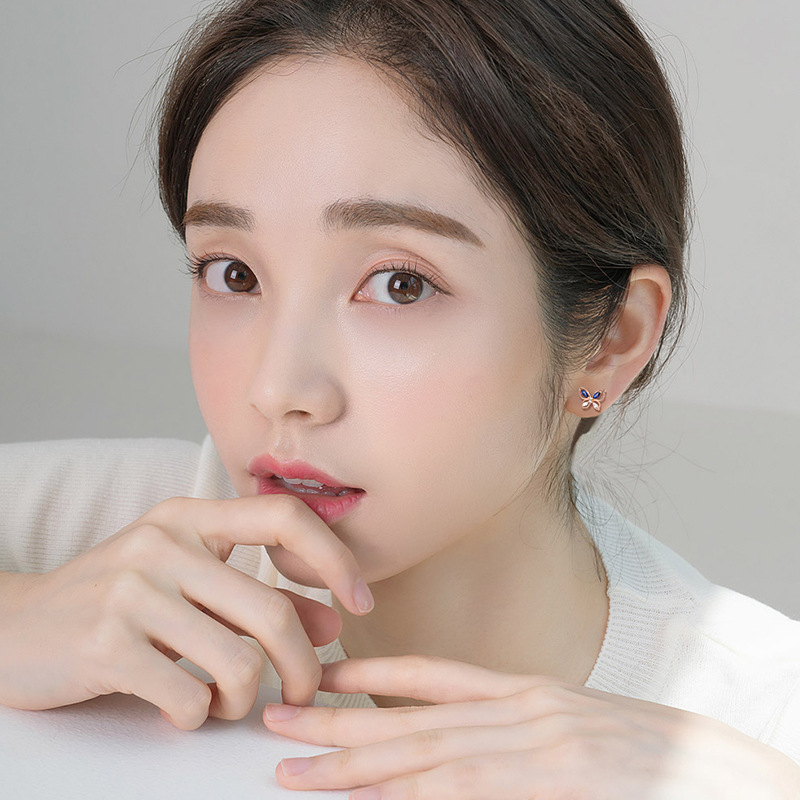 Simple Style Butterfly Silver Hollow Out Inlay Zircon Ear Studs 1 Pair