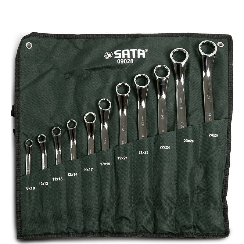 SATA 09028 11 piezas completamente pulido conjunto de llave de ciruela doble