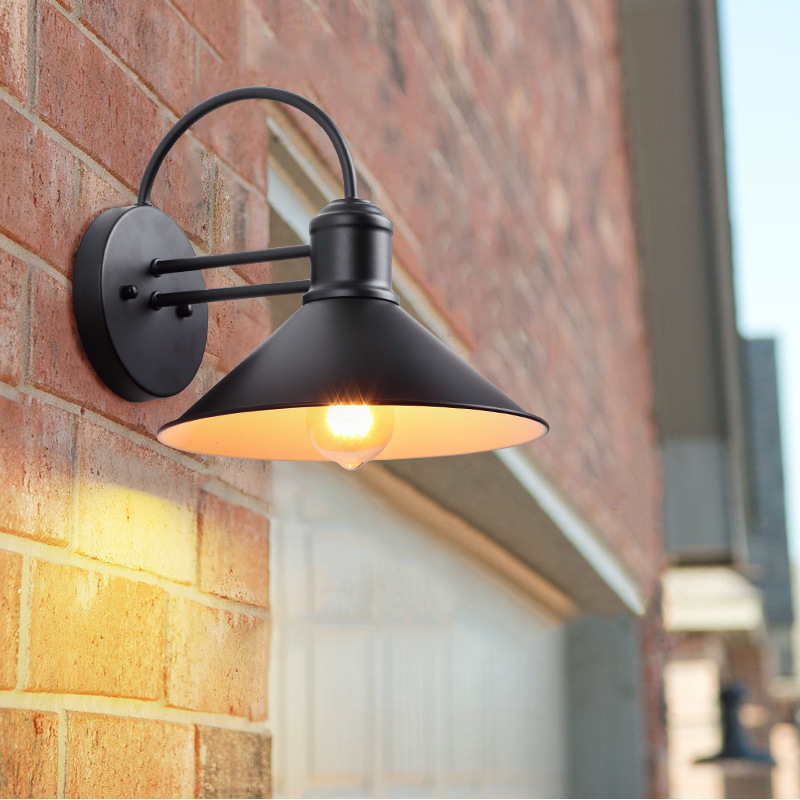 American Retro Outdoor Wall Lamp Waterproof Garden Lamp Shop Cafe Mouth Lamp Large Mouth Outdoor Balcony Wall Lamp