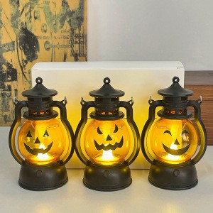 レトロな馬灯LED電子キャンドルランプ、携帯用灯油ランプ、クリエイティブなホリデーデコレーション、雰囲気のある小さな飾り物