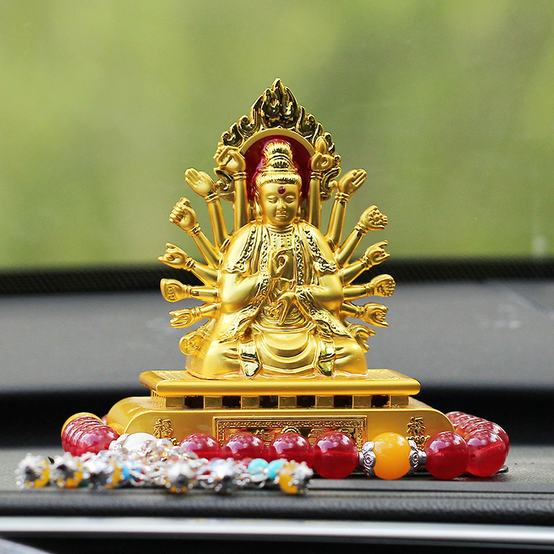 Car ornaments thousand hands Guanyin car interior accessories center console Buddha statue men's car car accessories alloy ornaments