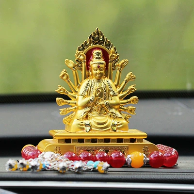Buddha statue men's car car – Perfplant seat - cannot-add-perfume-square-bottom-thousand-hand-guanyin-red-beads