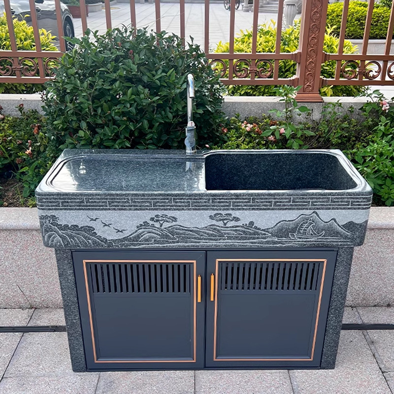 Outdoor Pool, Outdoor Solid Stone Integrated Wash Basin, Courtyard Marble Laundry Pool Room, Villa Exterior Granite Laundry