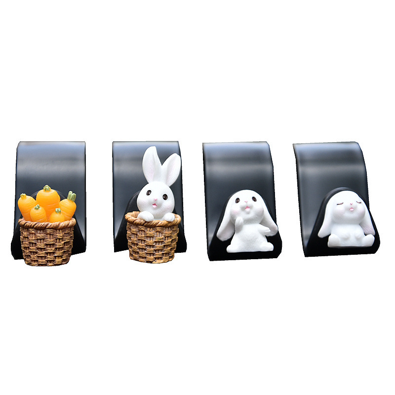 Gancho para automóvil, respaldo del asiento del automóvil, suministros para automóvil, dibujos animados, lindo conejo, asiento trasero, gancho pequeño, plástico