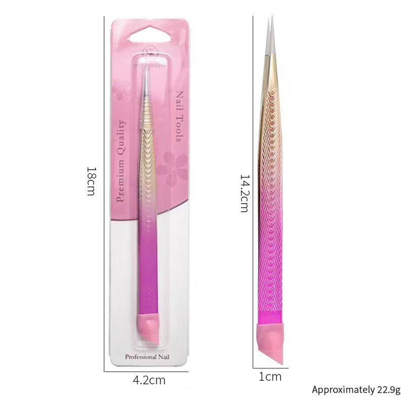 Manicure transfronterizo multifuncional pinzas de doble cabeza taladro adhesivo arrastrado con varilla de prensado de silicona pegatinas de uñas herramientas de manicure