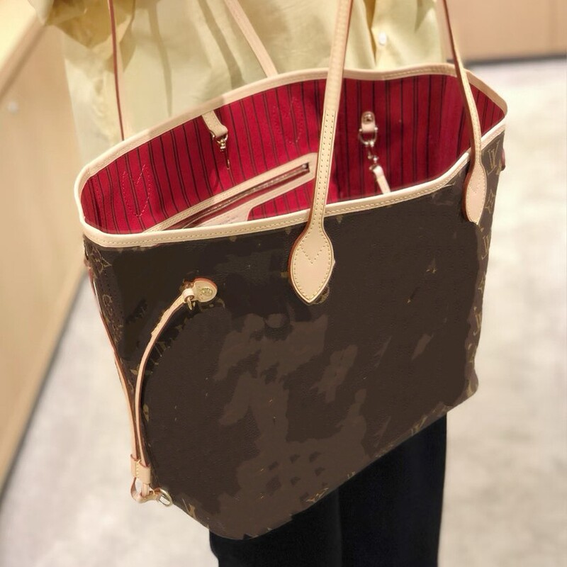 2026 New Model Neverfull Monogram Checkered Tote Shopping Bag Large Capacity Mommy Women's Bag Foreign Trade
