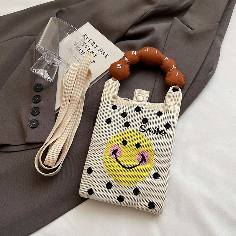 [노란 웃는 얼굴] 브라운 핸들 + 숄더 스트랩