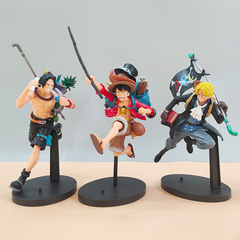 Sniper's Run Backpack Luffy Ace Sabo Model Anime Figure Three Brothers Handmade Wholesale