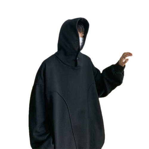Chic Men's Hooded Sweatshirt for Spring and Autumn, Ins-inspired, Loose and Casual, Trendy and Versatile, Button-up Top