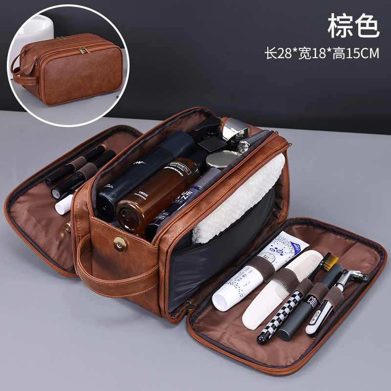 Transfronterizo Amazon retro pu compartición de almacenamiento bolsa de baño de hombre viaje de negocios portátil bolsa de maquillaje impermeable